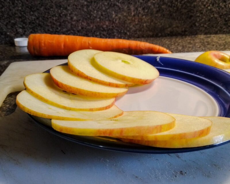Thin horizontal slices of apple