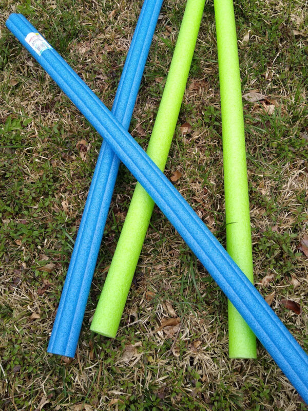 Four pool noodles used as pasture poles