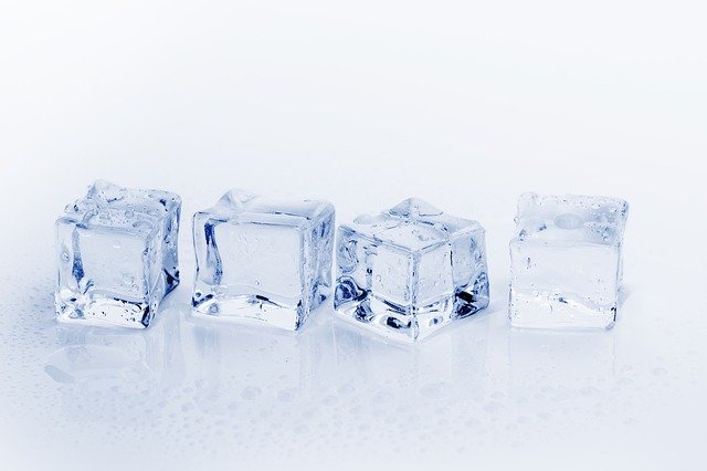 Four ice cubes in a row.
