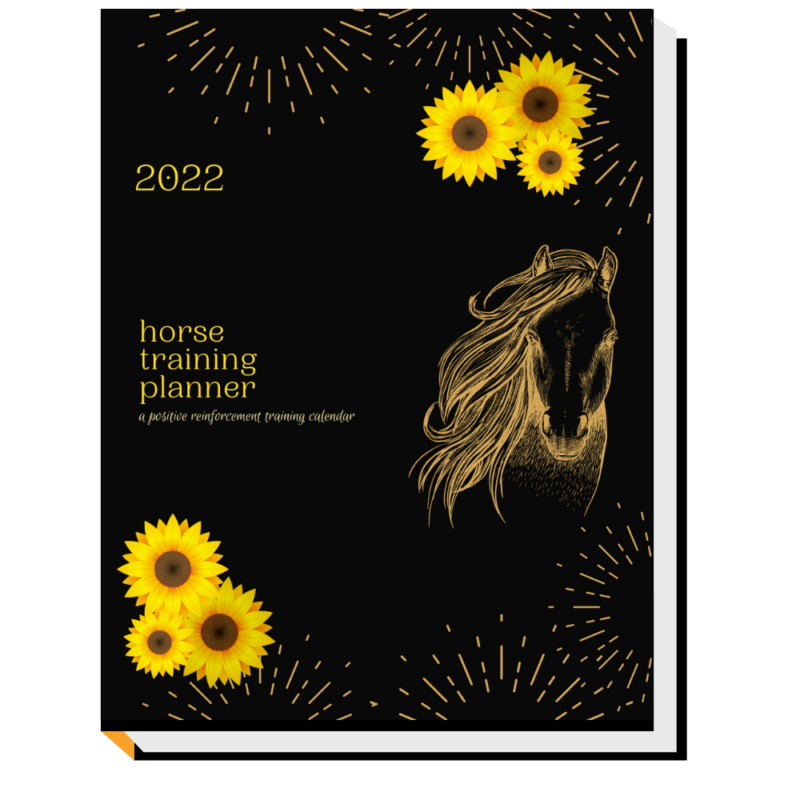 Sample image of horse training planner and positive reinforcement training calendar in Sunflower Black design. 