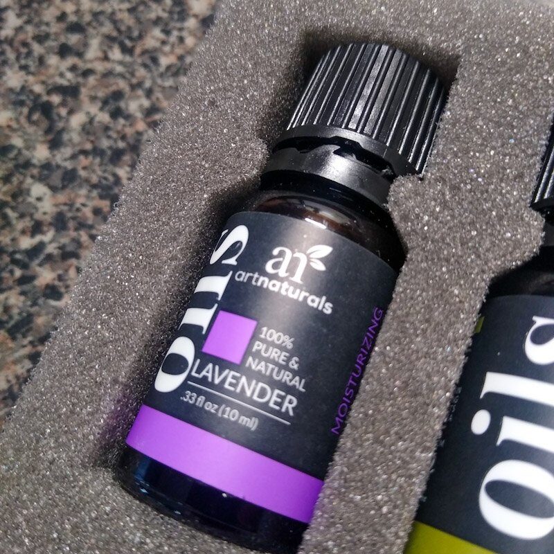Close up of lavender essential oils by ArtNaturals brand