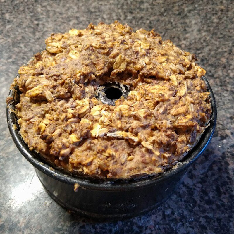 Baked, golden brown granola like DIY likit refill homemade horse treat fresh out of oven