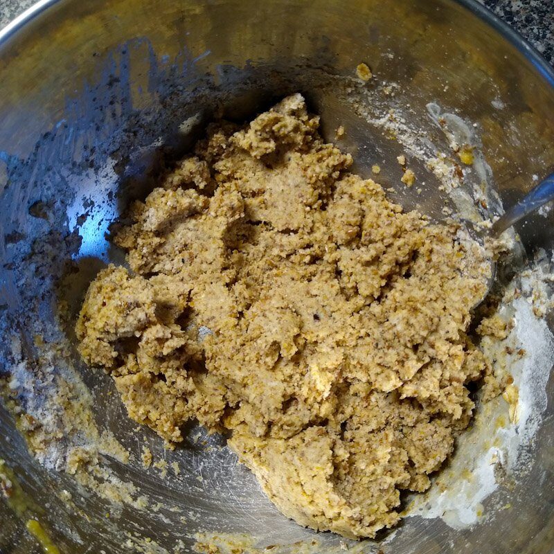 A thick batter for DIY horse treat Likit refill recipe in a bowl