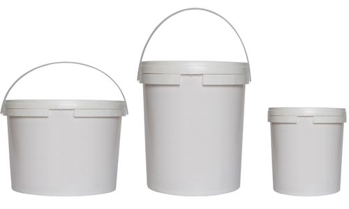 Food grade buckets used in DIY fodder for horses operation.