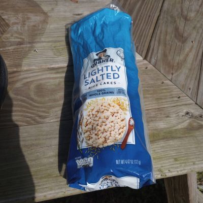 Open bag of Quaker rice cakes in lightly salted.